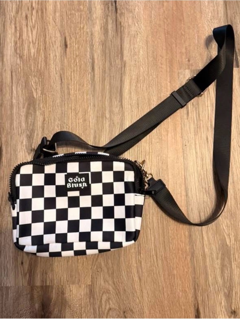 Black and White Checkered Crossbody Bag